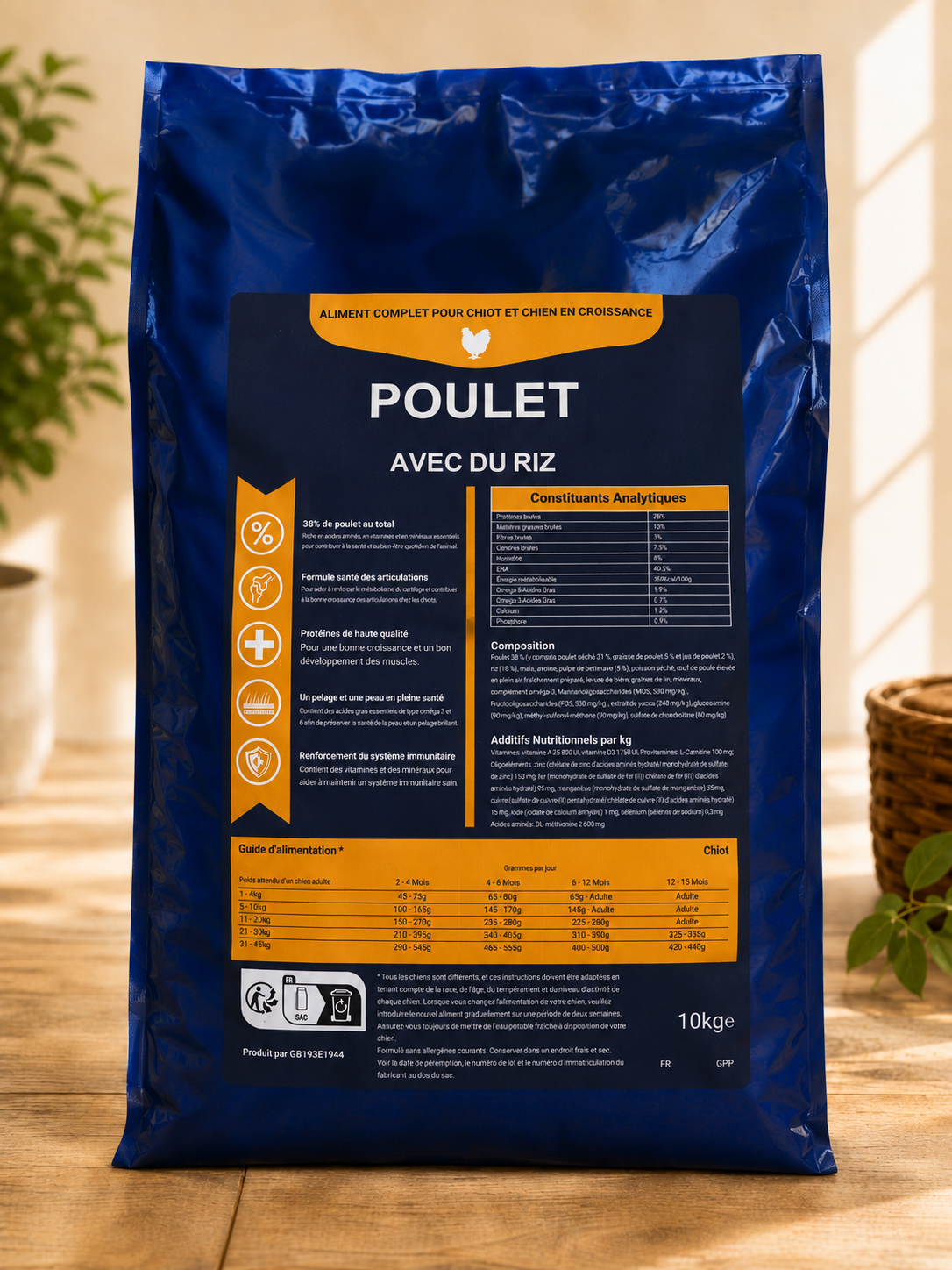 Croquette Chiot - Poulet & Riz - Croissance - 10kg