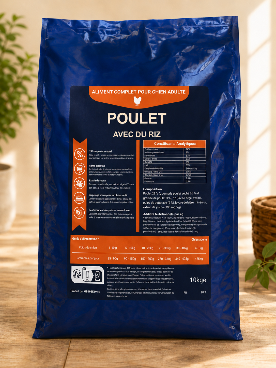 Croquettes Chien Adulte – Poulet & Riz – Riche en volaille - 10kg