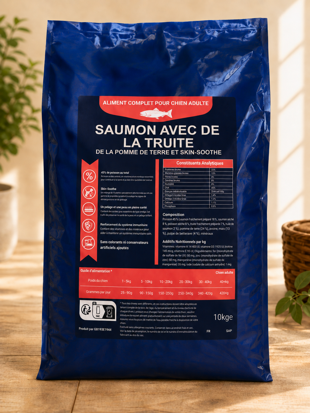 Croquette Chien Adulte - Saumon & Truite , Pomme de terre & Skin Soothe - 10kg