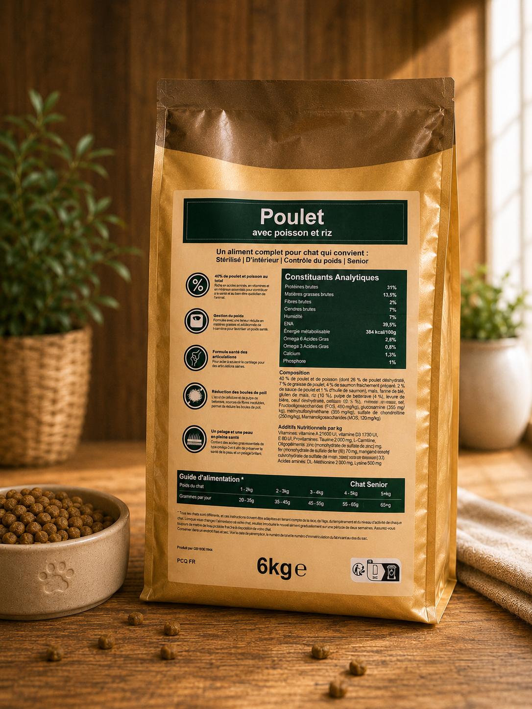Croquette Chat Senior - Poulet avec Poisson & Riz -6kg