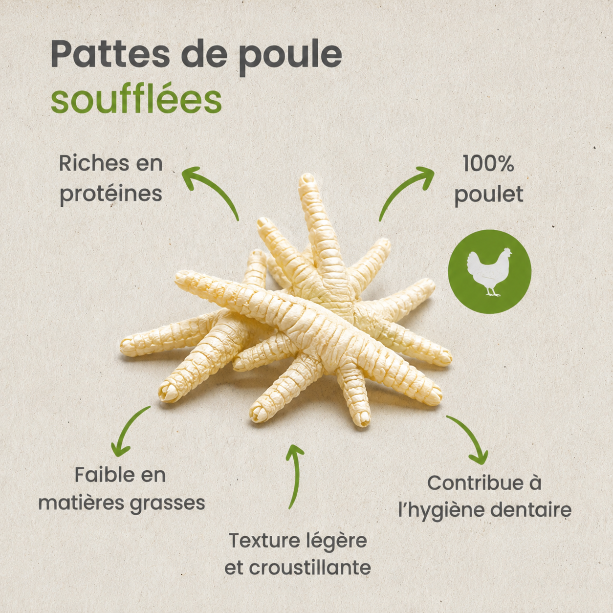 Pattes de poule soufflées