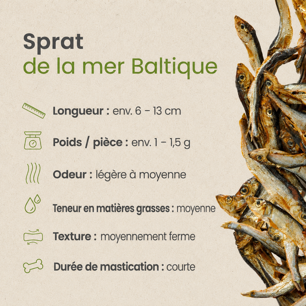 Sprats de la Mer Baltique séchés - 100 grammes