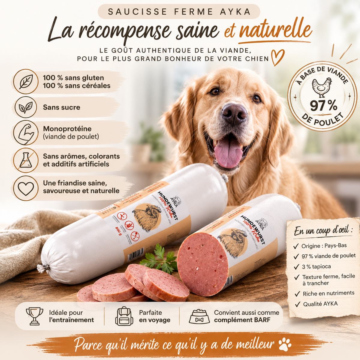 Saucisse ferme au poulet
